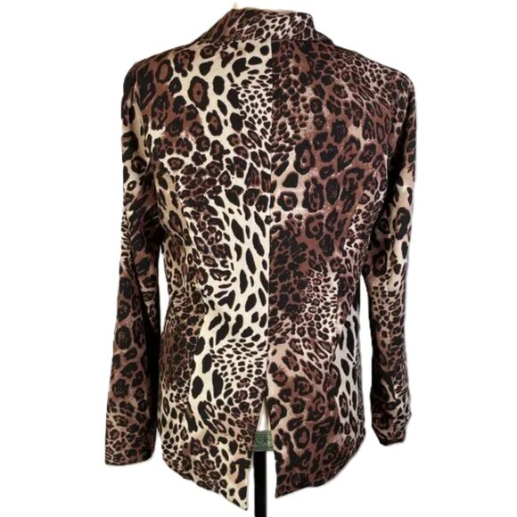 Skylar + Madison Leopard Print Blazer Lightweight Lined Brown Black Size S - Picture 3 of 11
